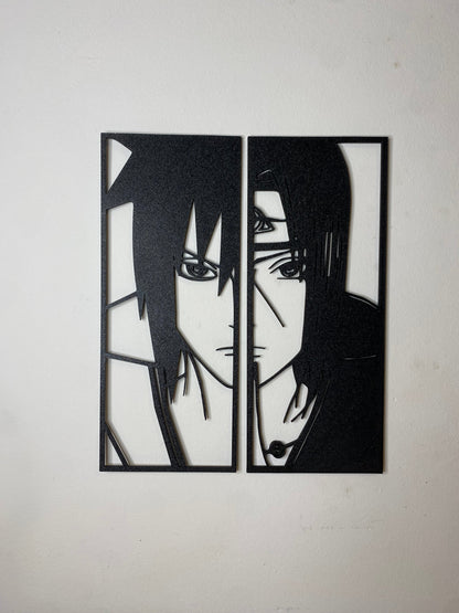 Duo de décorations Itachi et Sasuke Uchiha (Naruto) Bois et Traits