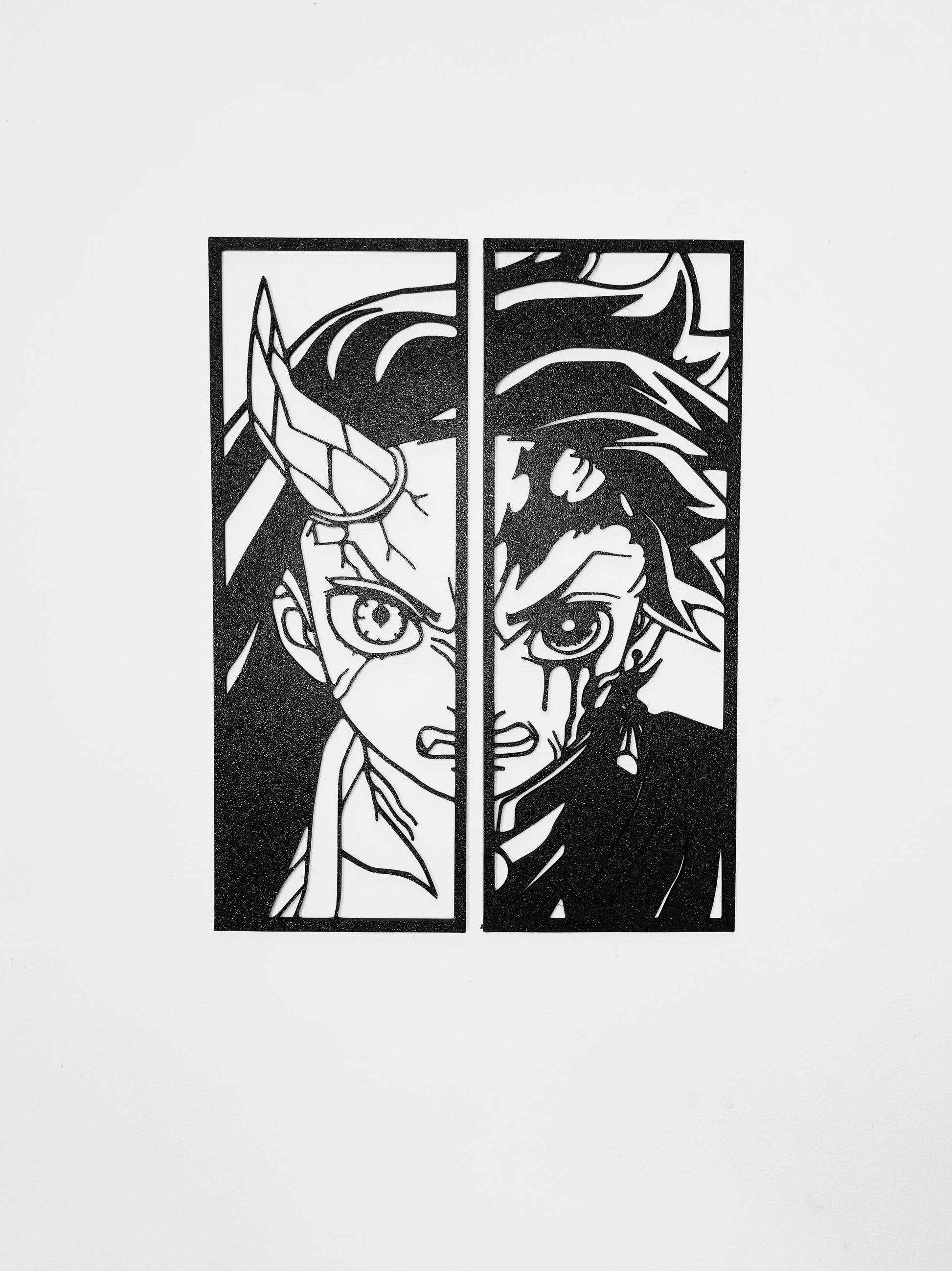 Duo de décorations Nezuko et Tanjiro Kamado (Demon Slayer) Bois et Traits