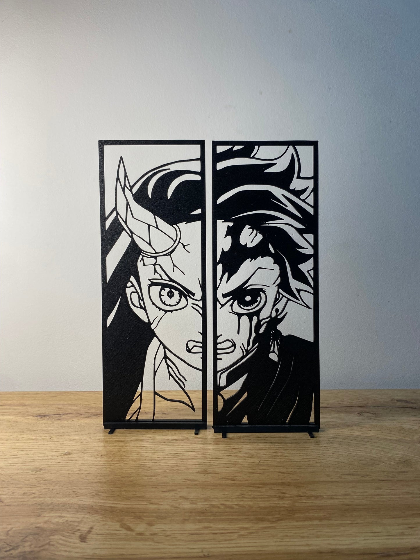 Duo de décorations Nezuko et Tanjiro Kamado (Demon Slayer) Bois et Traits