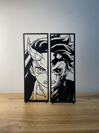 Duo de décorations Nezuko et Tanjiro Kamado (Demon Slayer) Bois et Traits