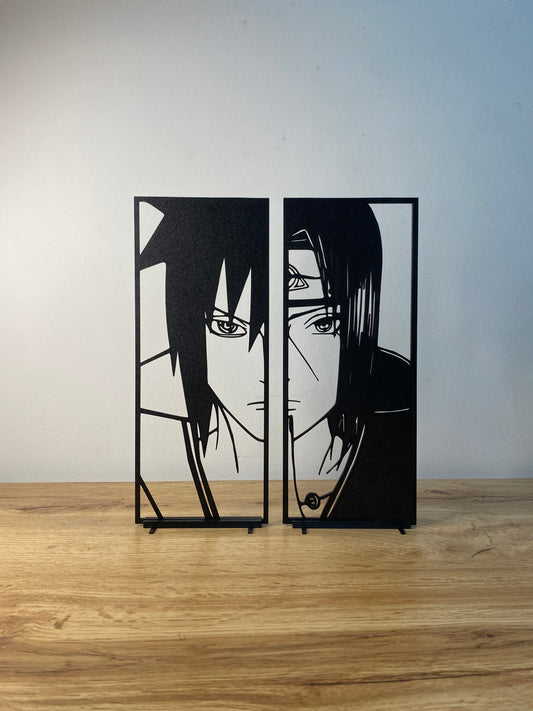 Duo de décorations Itachi et Sasuke Uchiha (Naruto) Bois et Traits