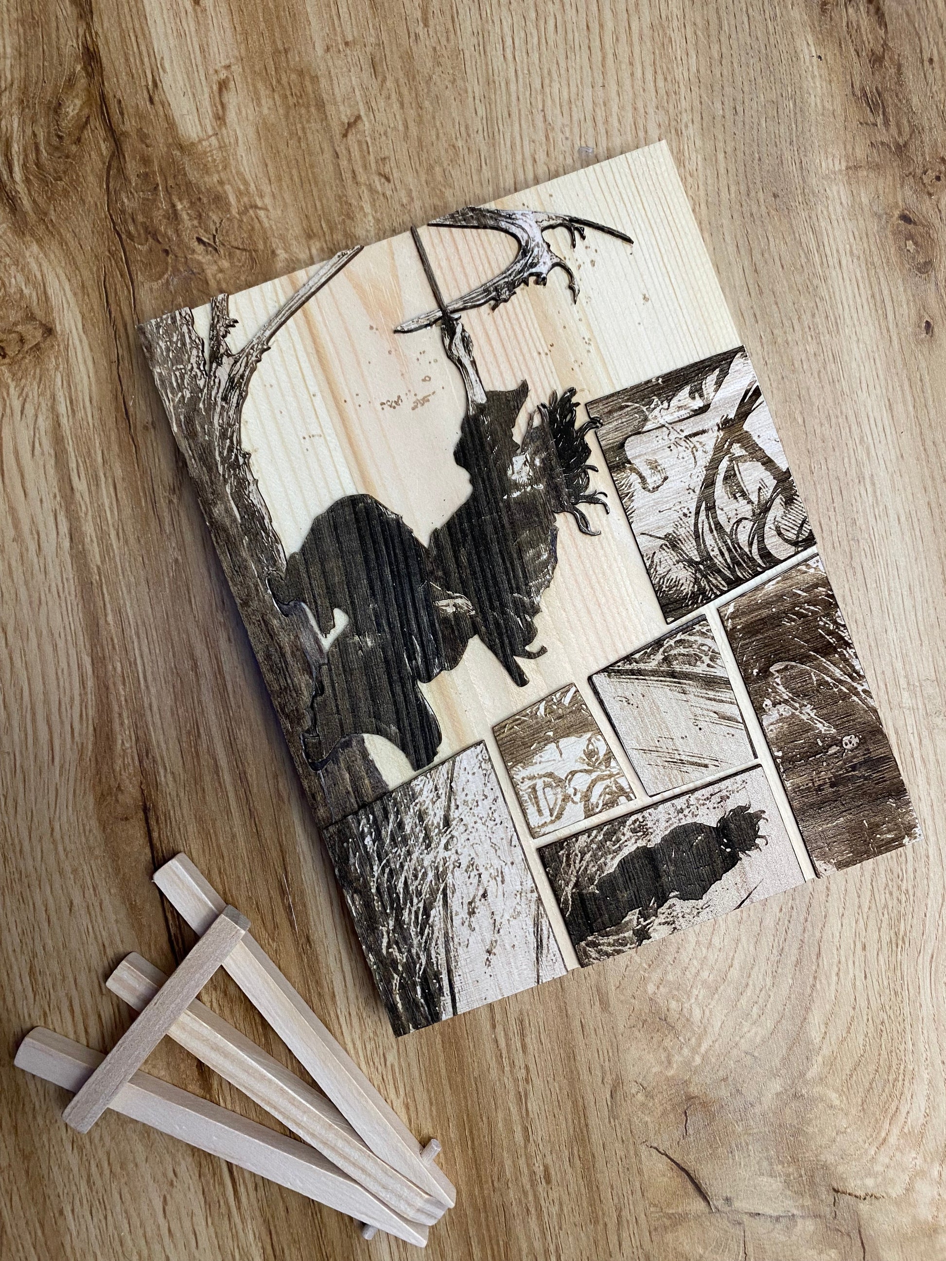 Gravure sur bois Vagabond – Le mouvement de l’eau | Artisanal Bois et Traits