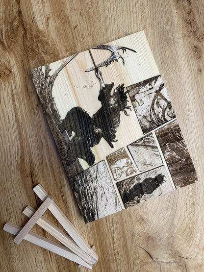 Gravure sur bois Vagabond – Le mouvement de l’eau | Artisanal Bois et Traits