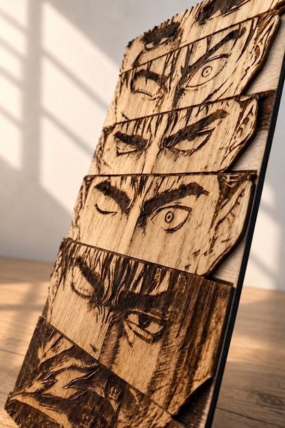 Gravure sur bois berserk – Guts « L’évolution du regard »