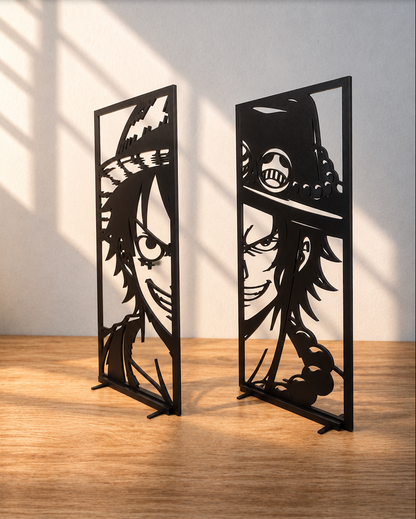 Luffy Ace One Piece Décoration – Cadre Manga 3D – Duo Luffy & Ace – Cadeau Anime – Déco Murale – Fan One Piece