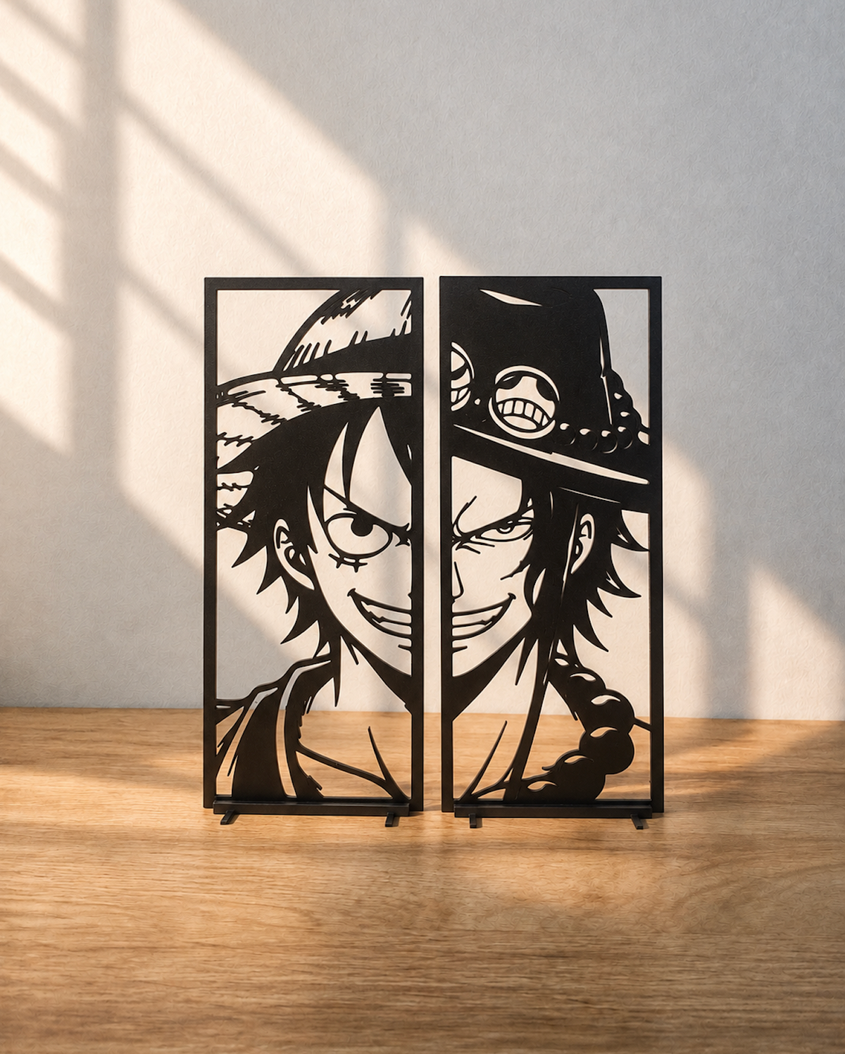 Luffy Ace One Piece Décoration – Cadre Manga 3D – Duo Luffy & Ace – Cadeau Anime – Déco Murale – Fan One Piece