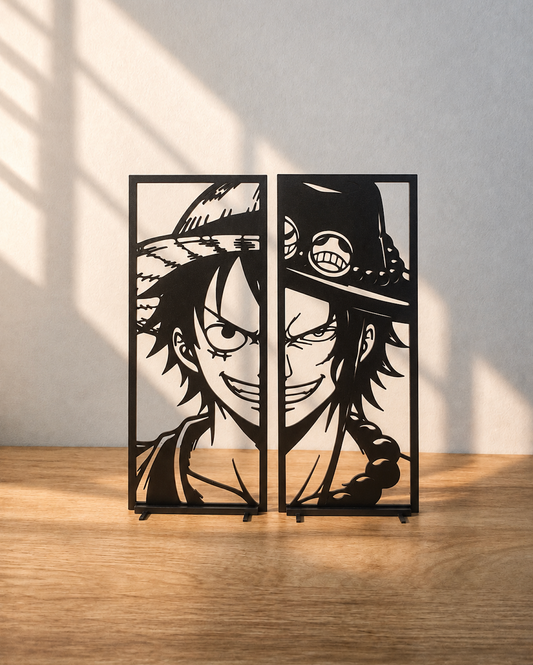 Luffy Ace One Piece Décoration – Cadre Manga 3D – Duo Luffy & Ace – Cadeau Anime – Déco Murale – Fan One Piece