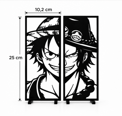 Luffy Ace One Piece Décoration – Cadre Manga 3D – Duo Luffy & Ace – Cadeau Anime – Déco Murale – Fan One Piece