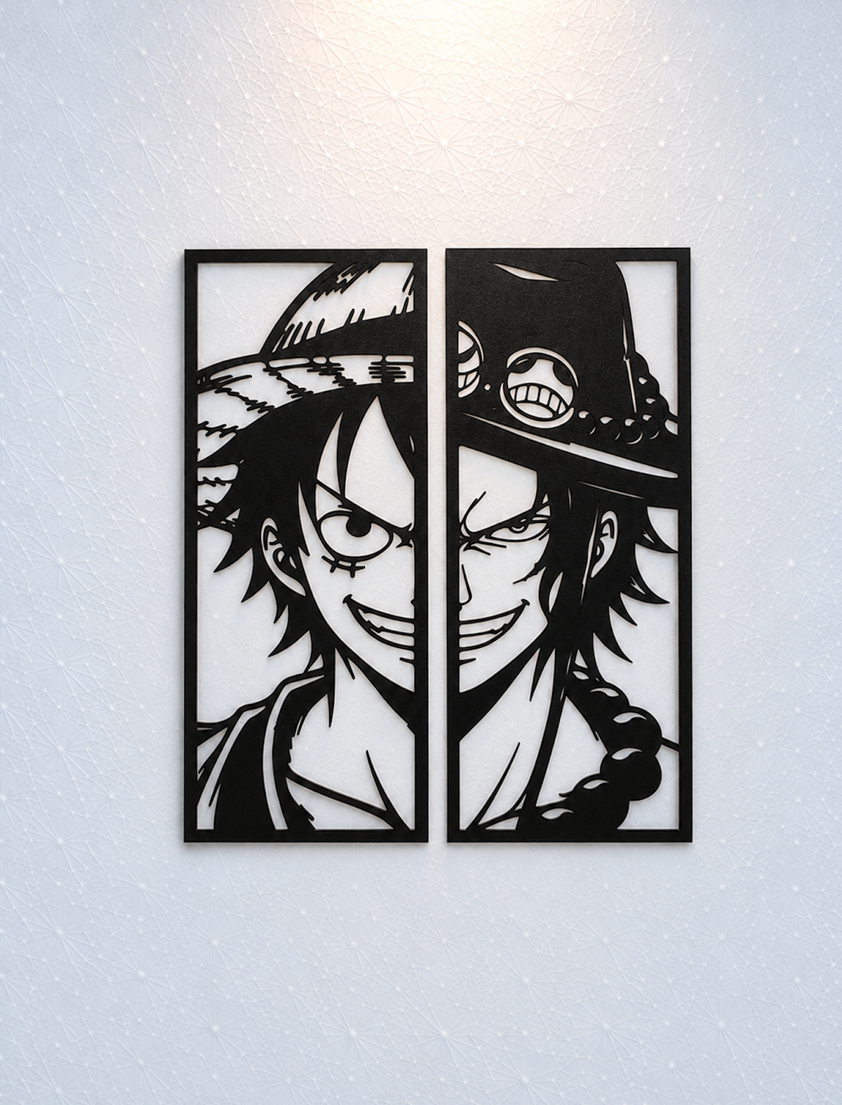 Luffy Ace One Piece Décoration – Cadre Manga 3D – Duo Luffy & Ace – Cadeau Anime – Déco Murale – Fan One Piece