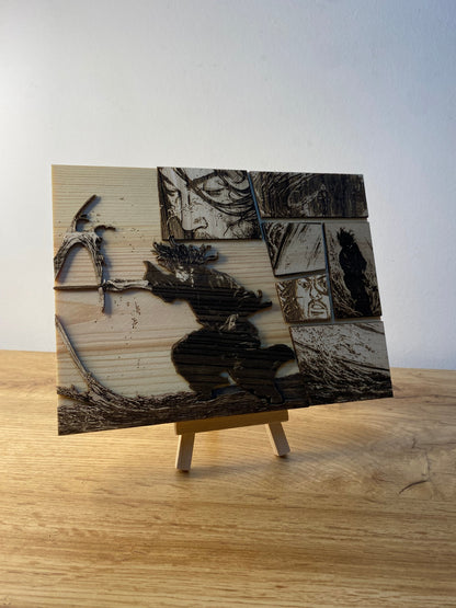 Gravure sur bois Vagabond – Le mouvement de l’eau | Artisanal Bois et Traits
