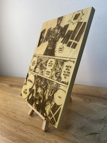 Gravure sur bois One Piece – Zoro « Nothing Happened » | Artisanal – Design Recto/Verso Bois et Traits