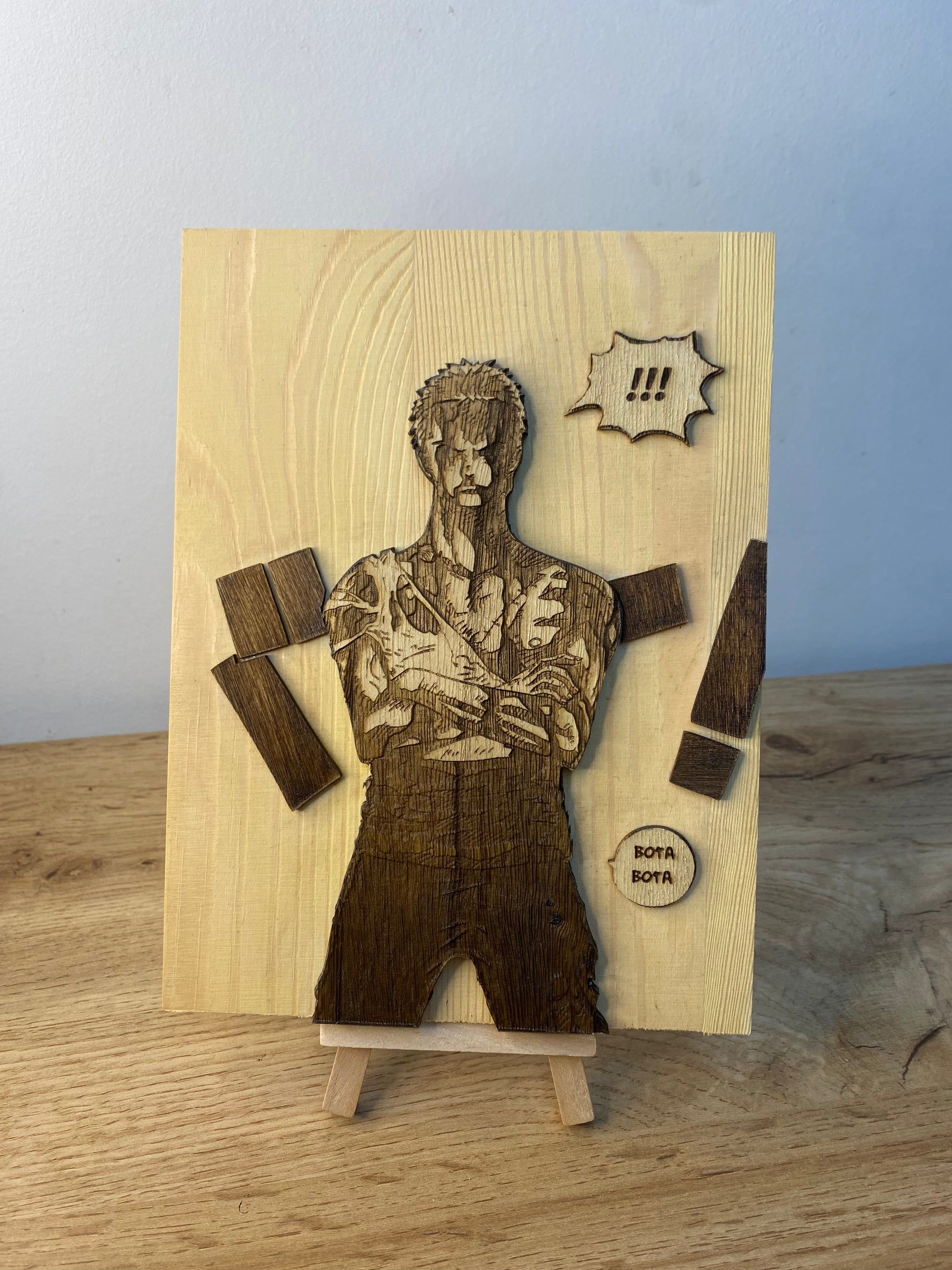 Gravure sur bois One Piece – Zoro « Nothing Happened » | Artisanal – Design Recto/Verso Bois et Traits