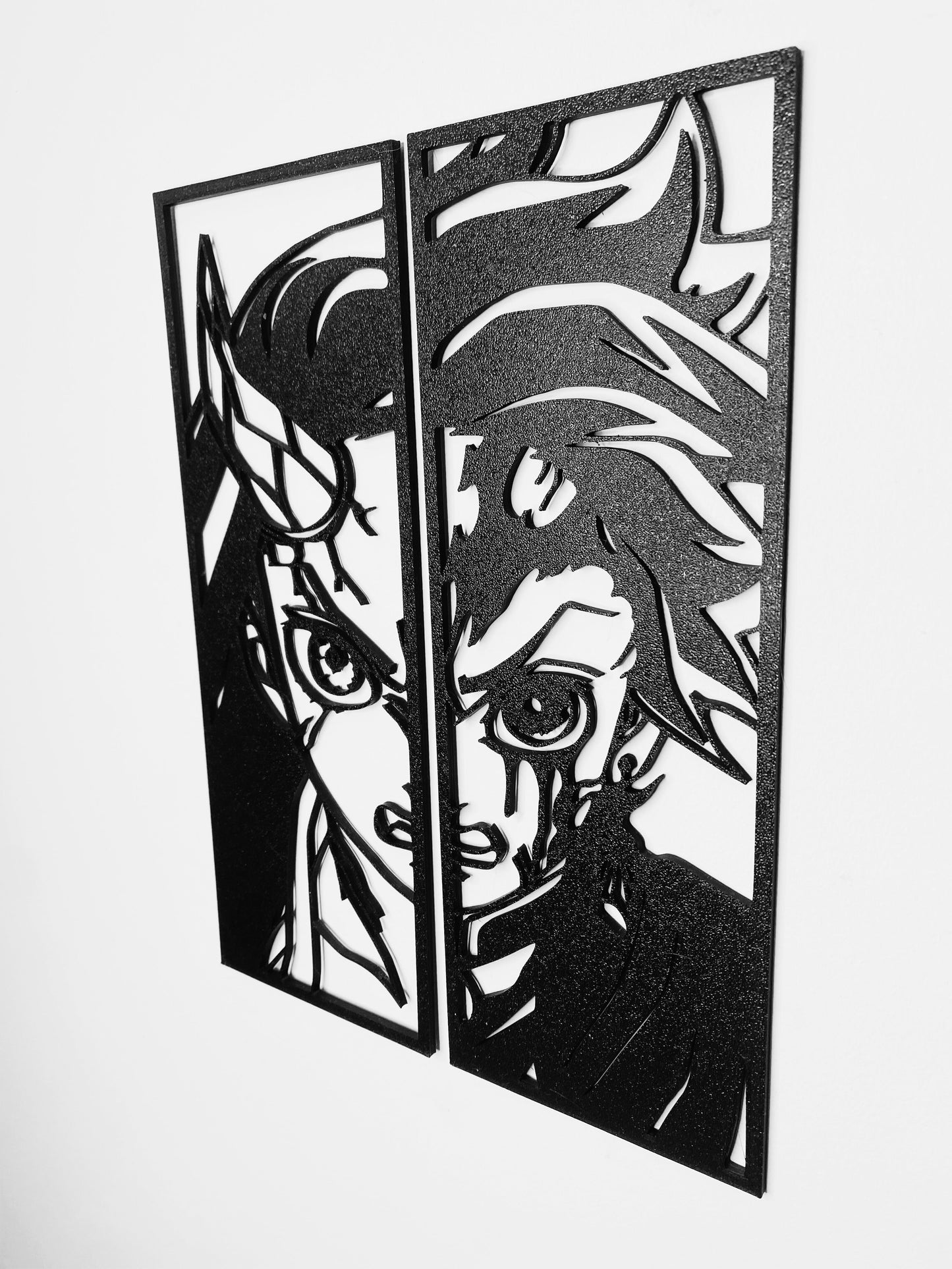 Duo de décorations Nezuko et Tanjiro Kamado (Demon Slayer) Bois et Traits