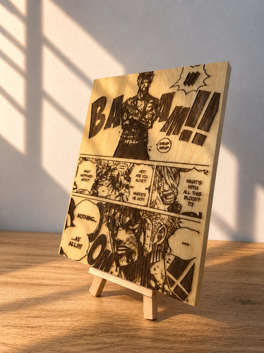 Gravure sur bois One Piece – Zoro « Nothing Happened » | Artisanal – Recto/Verso