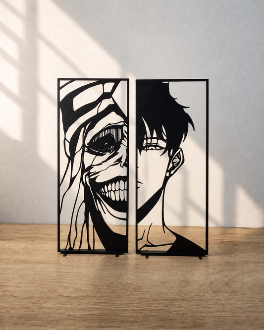 Duo de décorations de Sung Jin-Woo et de la statue du Dieu (Solo Leveling)